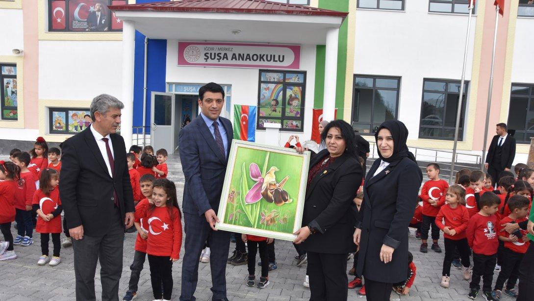 Milli Eğitim Müdürümüz Sn. Servet CANLI, Azerbaycan Milletvekili Sn. Ulviye HAMZAYEV ve beraberindeki heyeti yeni açılan Şuşa Anaokulu'nda yapılan Cumhuriyetimizin 100. Yılı Etkinlikleri ile karşıladı.